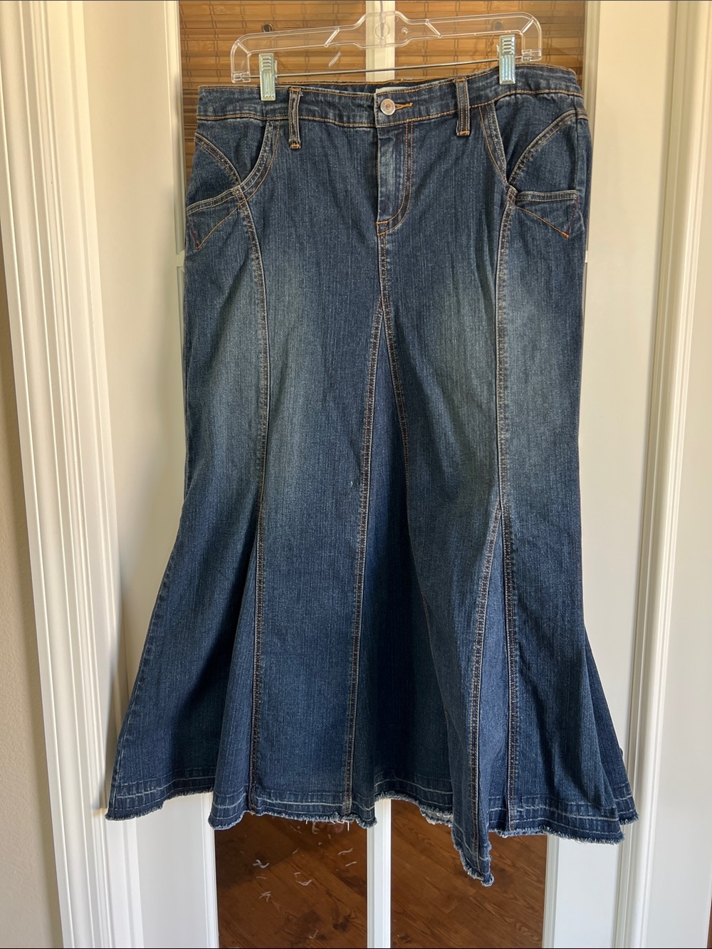 CAbi Cabo Fluted Denim Roper Maxi 14